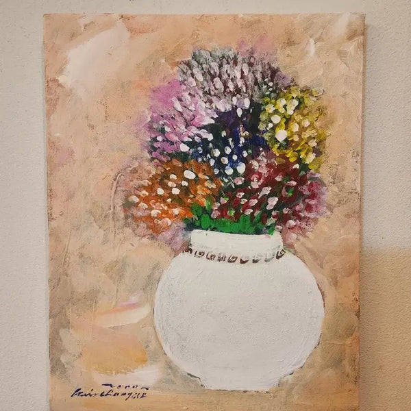 [BUNJANG] Kim Choon Jae Still Life (Hydrangea) Oil Painting / [감성가득] 따스한 색감의 몽글몽글한 정물화 (작가 Kim Choon