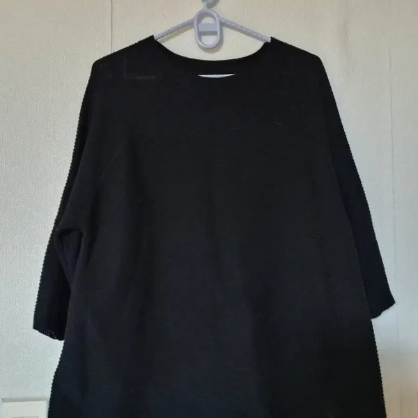 [BUNJANG] Plac Basic Round Neck Short Sleeve Knit / 플랙 블랙네이비 기본 라운드넥 반팔 니트