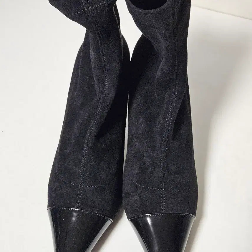 [BUNJANG] Black Suede 9cm Heel Ankle Boots / 강자매 블랙 스웨이드 앵클 부츠 9cm