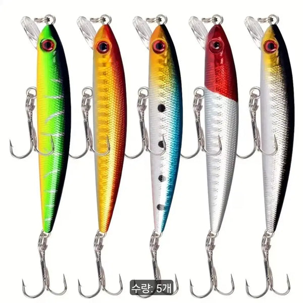 [BUNJANG] Sinking Minnow Fishing Lures 5-Piece Set (Sealed) / 싱킹 미노우 낚시 루어 5종세트 미개봉생생한 비늘 표현과 3D 눈으로