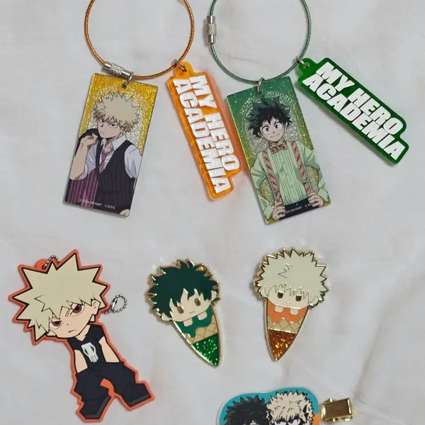 [BUNJANG] My Hero Academia Bakugo Midoriya Keyring & Badge Bundle Set / 나히아 히로아카 바쿠고 미도리야 키링 아이스타피 뱃지 등 일괄판매