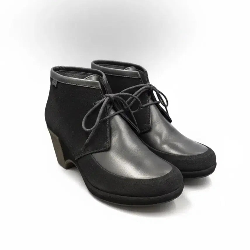 [BUNJANG] Women's Platform Suede & Leather Color-Block Boots / 여성39/ 캠퍼 플랫폼 세무 배색 가죽 구두 워커