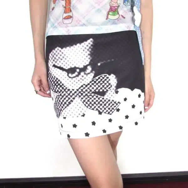 [BUNJANG] Morron Our Happy Polka Dot Star Cat Mini Skirt / morron 아워해피 our happy 폴카 도트 스타 캣 미니 스커트
