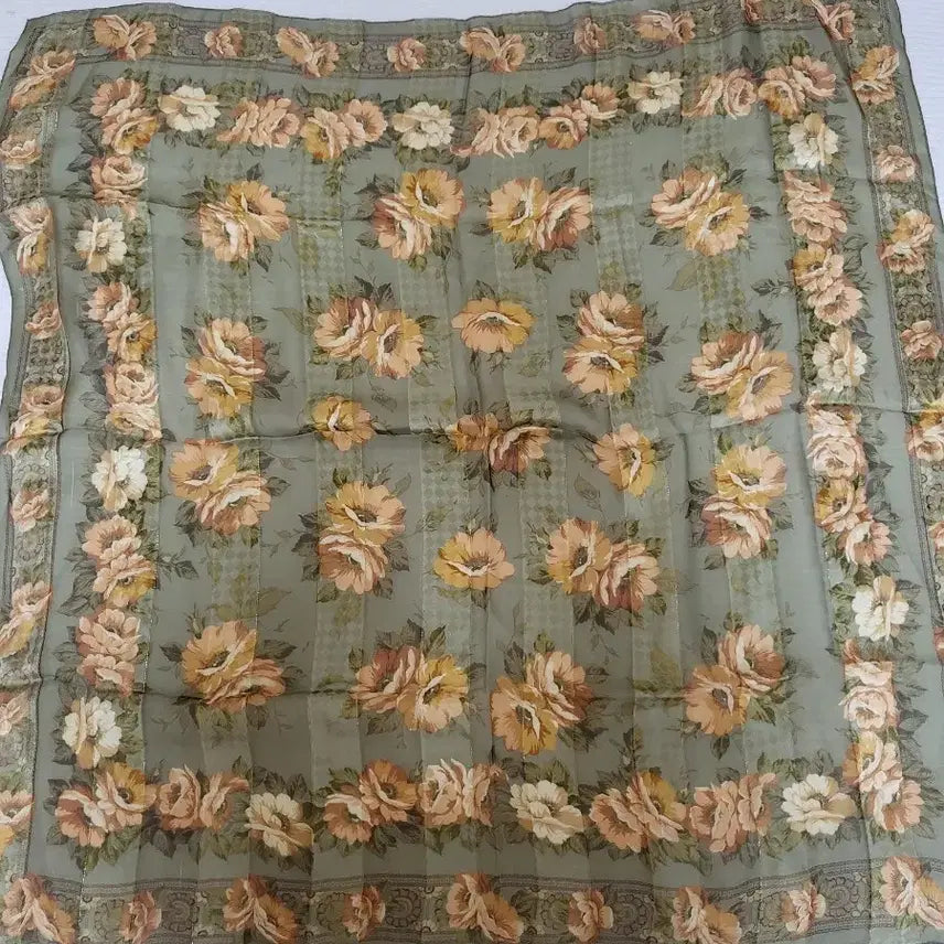 [BUNJANG] 100% Silk Floral Pattern Scarf / (오늘만할인)실크 100 꽃무늬스카프