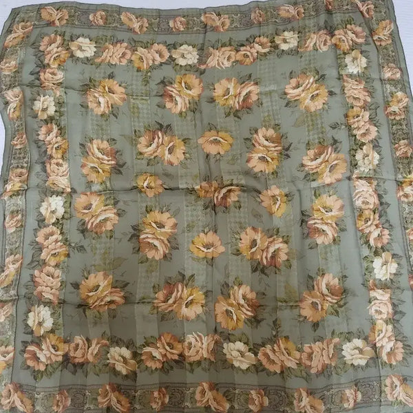 [BUNJANG] 100% Silk Floral Pattern Scarf / (오늘만할인)실크 100 꽃무늬스카프