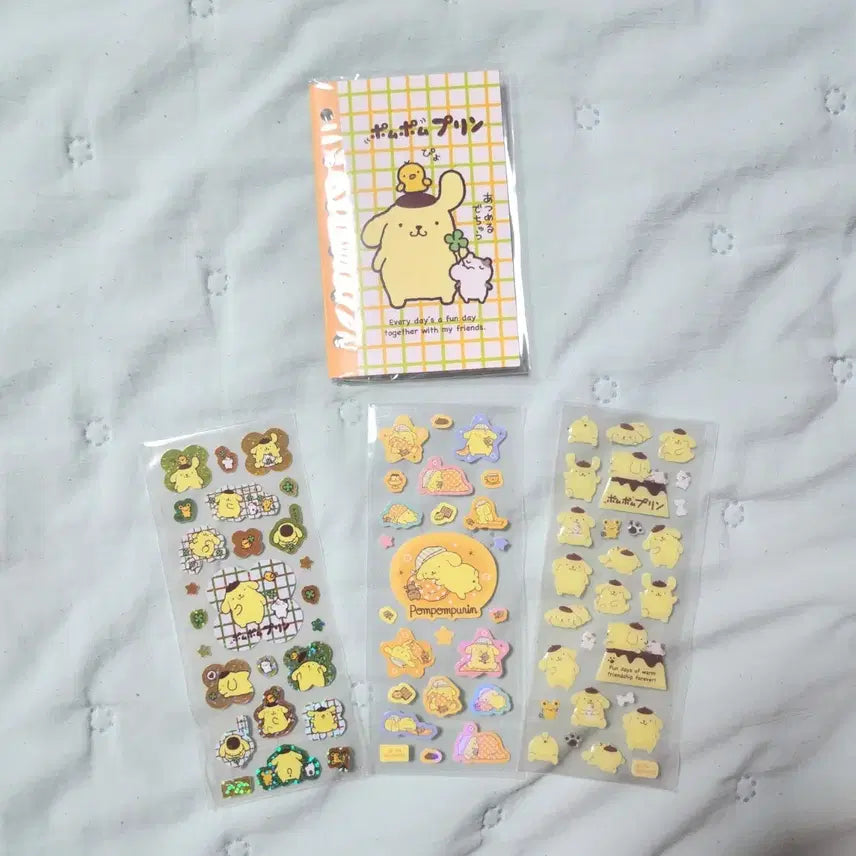 [BUNJANG] Sanrio Pompompurin Erande Seal Book Sticker 3 Types Set / 산리오 폼폼푸린 에란데 씰북 스티커 3종 세트