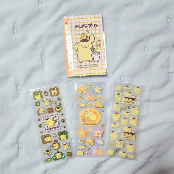[BUNJANG] Sanrio Pompompurin Erande Seal Book Sticker 3 Types Set / 산리오 폼폼푸린 에란데 씰북 스티커 3종 세트