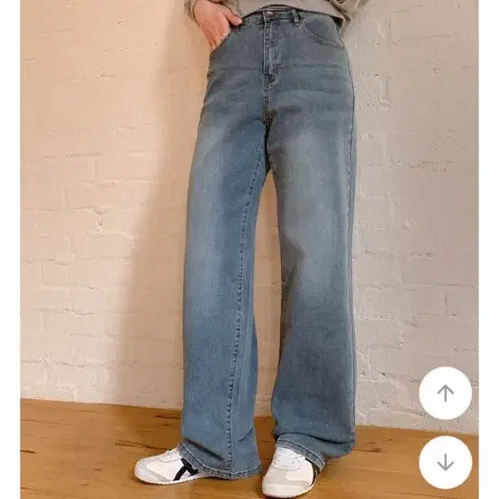 [BUNJANG] NISSOM Wide Mid-Blue Denim Pants Long Size S / 니썸 와이드 중청 데님 팬츠 롱 S
