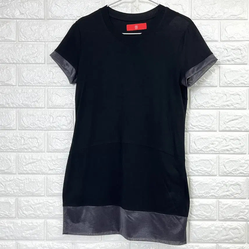 [BUNJANG] KUHO Women's Black Sheer Panel Mini Dress / 구호 여성 블랙 시스루 배색 미니 원피스 66