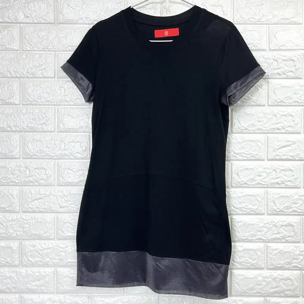 [BUNJANG] KUHO Women's Black Sheer Panel Mini Dress / 구호 여성 블랙 시스루 배색 미니 원피스 66