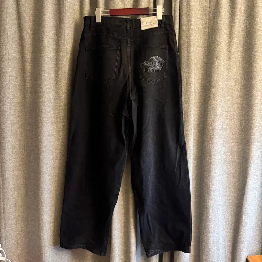[BUNJANG] Suede Blue Jeans Wide Denim Pants (L) / 스웨이드 블루진 와이드 데님 팬츠 L
