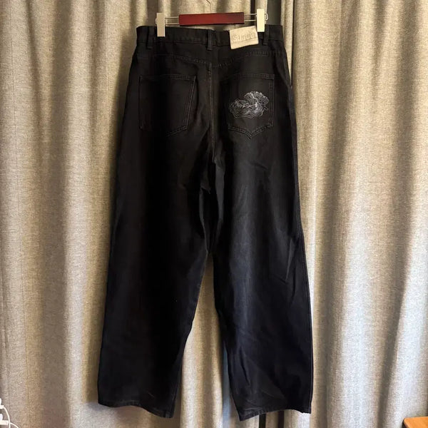 [BUNJANG] Suede Blue Jeans Wide Denim Pants (L) / 스웨이드 블루진 와이드 데님 팬츠 L