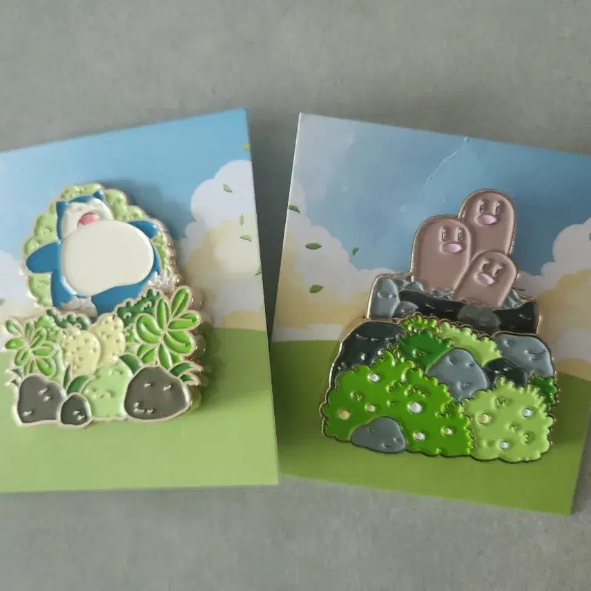 [BUNJANG] Isaac Toast Pokemon Badge Snorlax & Dugtrio Set / 이삭토스트 포켓몬 뱃지 잠만보 닥트리오