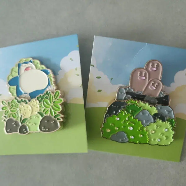 [BUNJANG] Isaac Toast Pokemon Badge Snorlax & Dugtrio Set / 이삭토스트 포켓몬 뱃지 잠만보 닥트리오