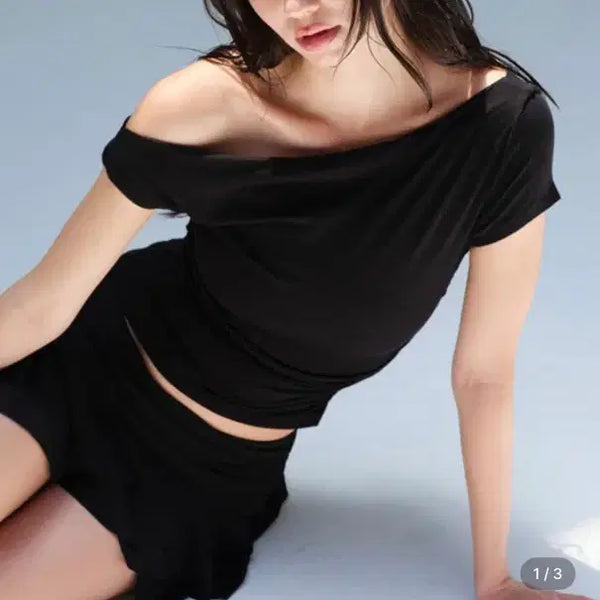 [BUNJANG] Expired Girl Lina Shirring Top Black Long Sleeve / Short Sleeve / 익스파이어드걸 리나 셔링 탑 블랙 긴팔, 반팔