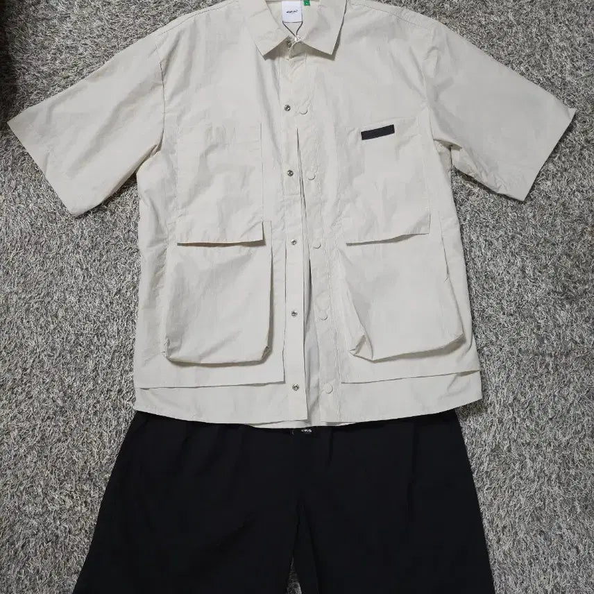 [BUNJANG] Daub Men's Woven Oversized Shirt Beige/Black / 무신사 우븐셔츠 베이지/블랙