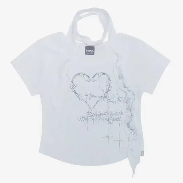[BUNJANG] Hug Your Skin Heart Ornament Scarf Top / (급처) 허그유어스킨 하트 오너먼트 스카프 탑