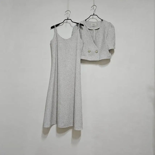 [BUNJANG] Bycini Tweed Setup (Light Grey) / 바이씨니 트위드 셋업