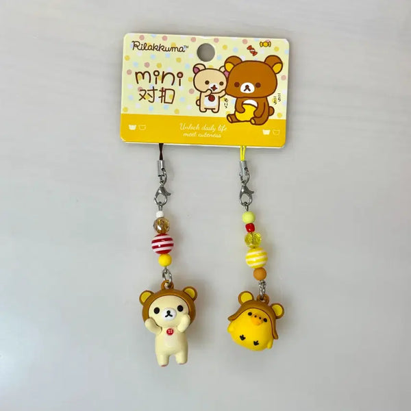 [BUNJANG] Rilakkuma Korilakkuma Kiiroitori Bear Hat Keychain Set / 리락쿠마) 코리락쿠마 키이로이토리 곰돌이모자 키링 세트