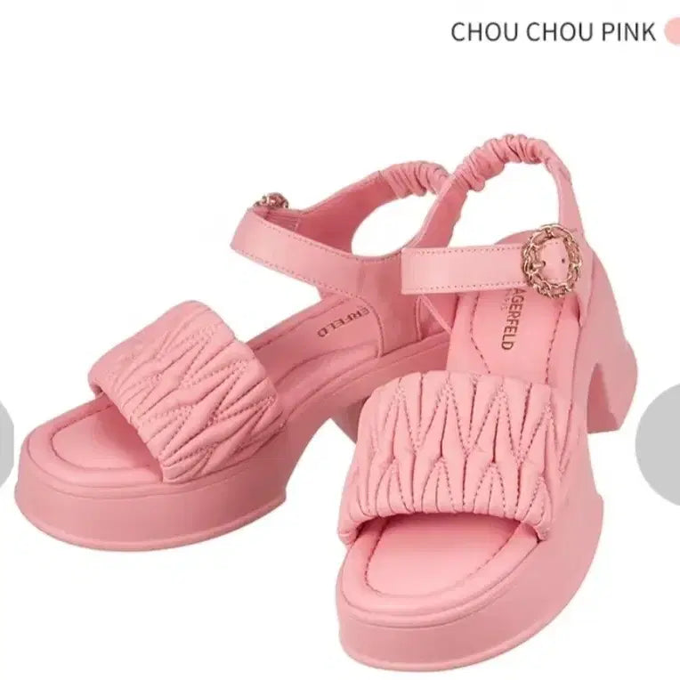 [BUNJANG] Karl Lagerfeld Pink Quilted Platform Sandals / 칼 라거펠트 핑크 퀄팅 플랫폼 샌들