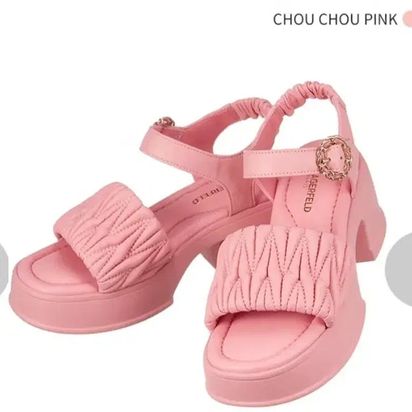 [BUNJANG] Karl Lagerfeld Pink Quilted Platform Sandals / 칼 라거펠트 핑크 퀄팅 플랫폼 샌들