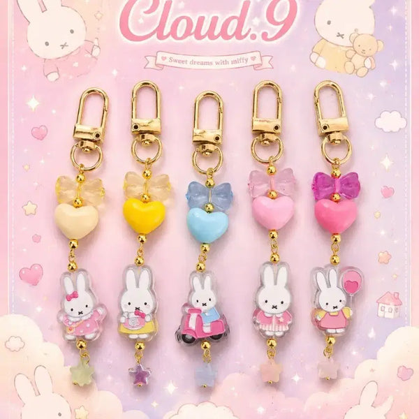 [BUNJANG] Handmade Miffy Heart Keyring Set (5 Designs) / 핸드메이드 미피 하트 키링 5종