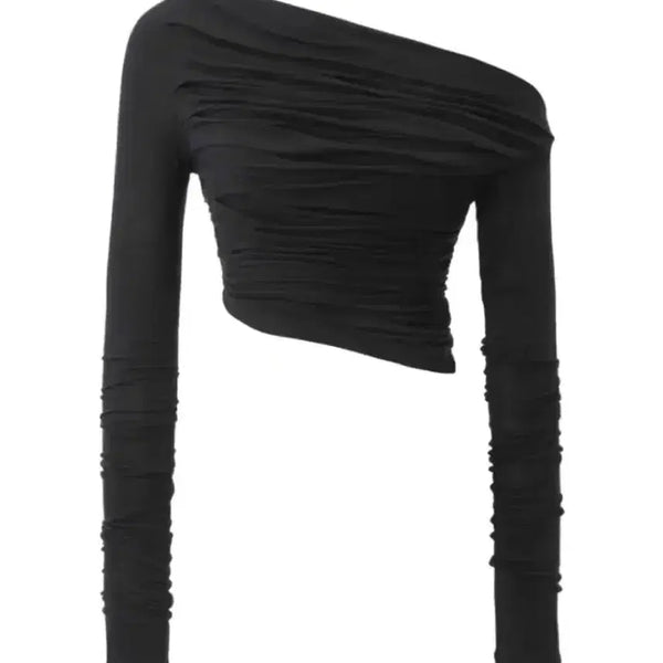 [BUNJANG] Third Time Drape Top Black Long Sleeve / 새상품) 쓰리타임즈 드레이프 탑 블랙 긴팔