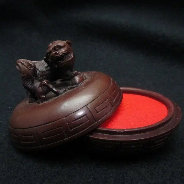 [BUNJANG] Round Seal Case with Animal Carving / 원형 도장함