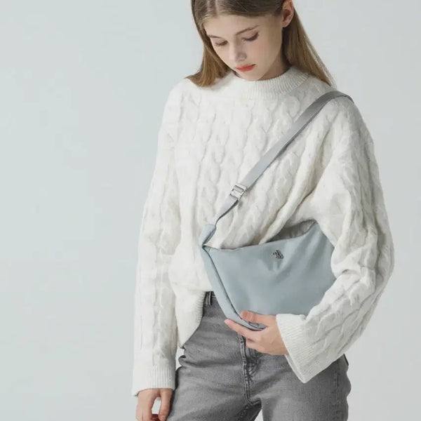 [BUNJANG] 3Months Nylon Half Hobo Bag Cool Grey / 쓰리마인즈 나일론 하프 호보백 쿨그레이