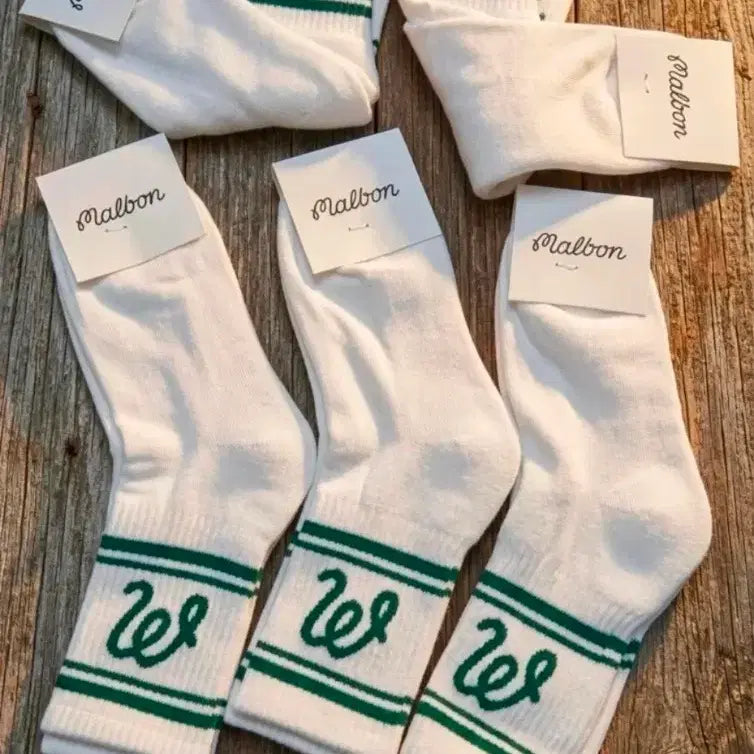 [BUNJANG] Malbon Golf Mid-Calf Double Cushion Socks White / 말본 이중쿠션 중목 골프 양말 화이트