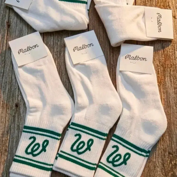 [BUNJANG] Malbon Golf Mid-Calf Double Cushion Socks White / 말본 이중쿠션 중목 골프 양말 화이트
