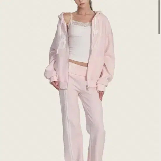 [BUNJANG] Cleacier Waffle Zip-Up Hoodie Pink / 클리시어 와플 후드집업 핑크