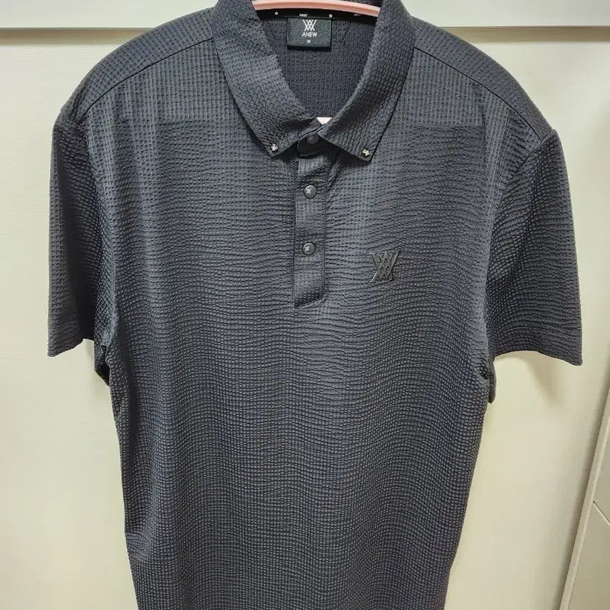 [BUNJANG] Anew Golf Men's Seersucker Jacquard Short Sleeve Polo T-Shirt Black M / 어뉴 남성용 시어서커 자카드 반팔 폴로 티셔츠