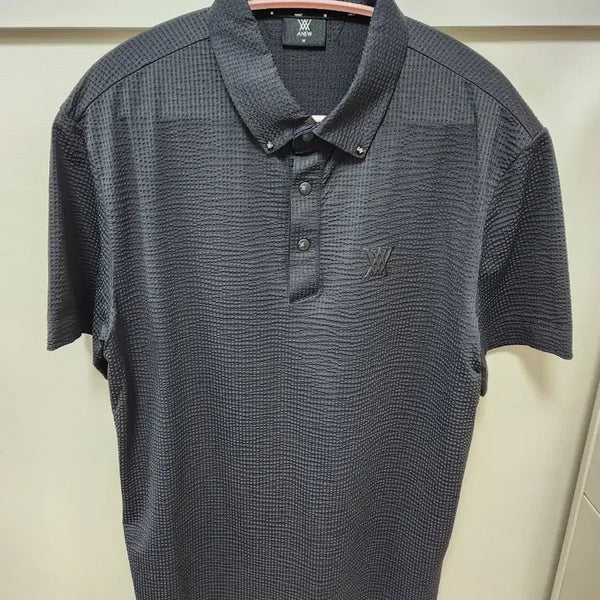 [BUNJANG] Anew Golf Men's Seersucker Jacquard Short Sleeve Polo T-Shirt Black M / 어뉴 남성용 시어서커 자카드 반팔 폴로 티셔츠