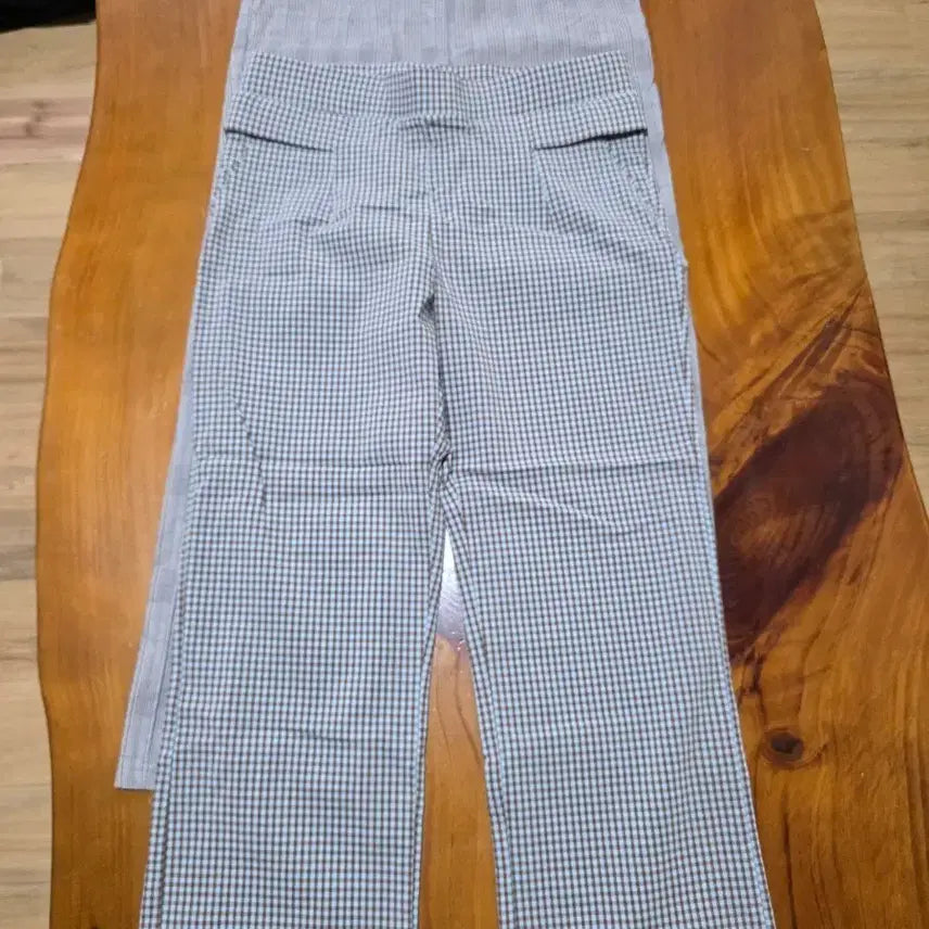 [BUNJANG] Checkered Pattern Slacks Set (2 Pairs) / 체크 패턴 바지 2개 세트 구(77)