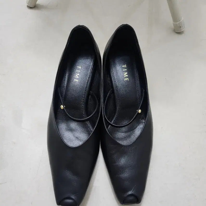 [BUNJANG] TIME Square Toe Mary Jane Heels Black Leather / 한섬 타임 레더오픈 메리제인힐