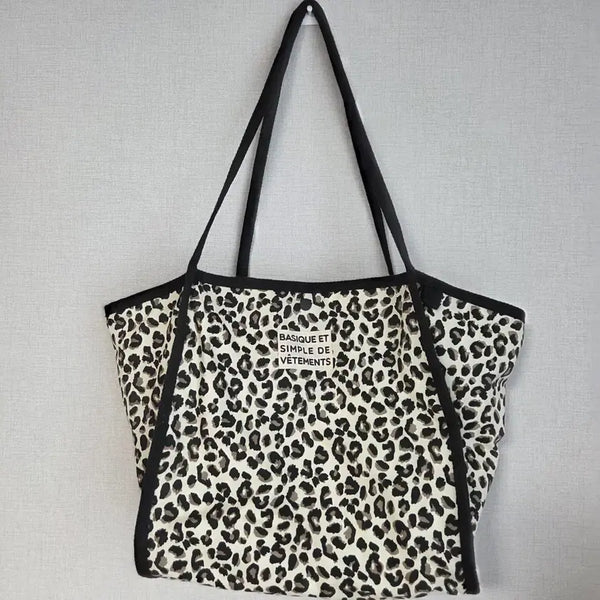 [BUNJANG] Leopard Print Oversized Shoulder Bag / 레오파드 빅사이즈 숄더백
