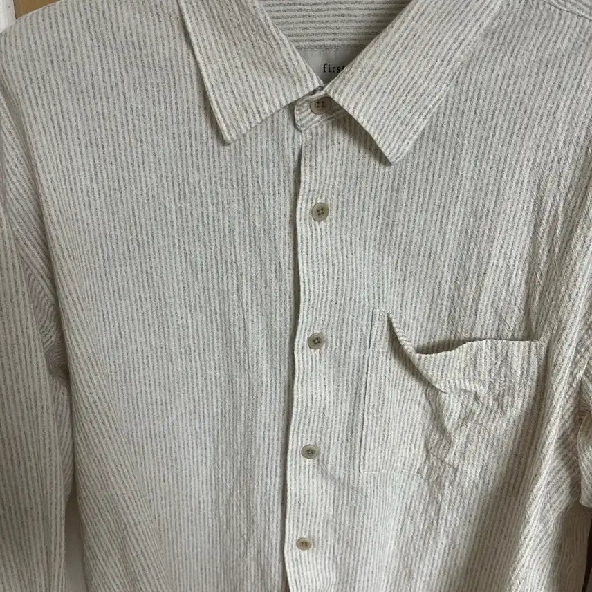 [BUNJANG] Firstfloor Linen Shirt Latte Beige Size 44 / [44] 퍼스트플로어 린넨 셔츠 라떼 베이지