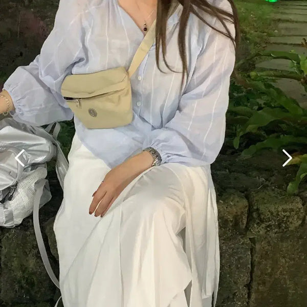 [BUNJANG] Mmeun Bubble Blouse (Sky Blue) / 여름 블라우스/므앤 버블블라우스 (소라)