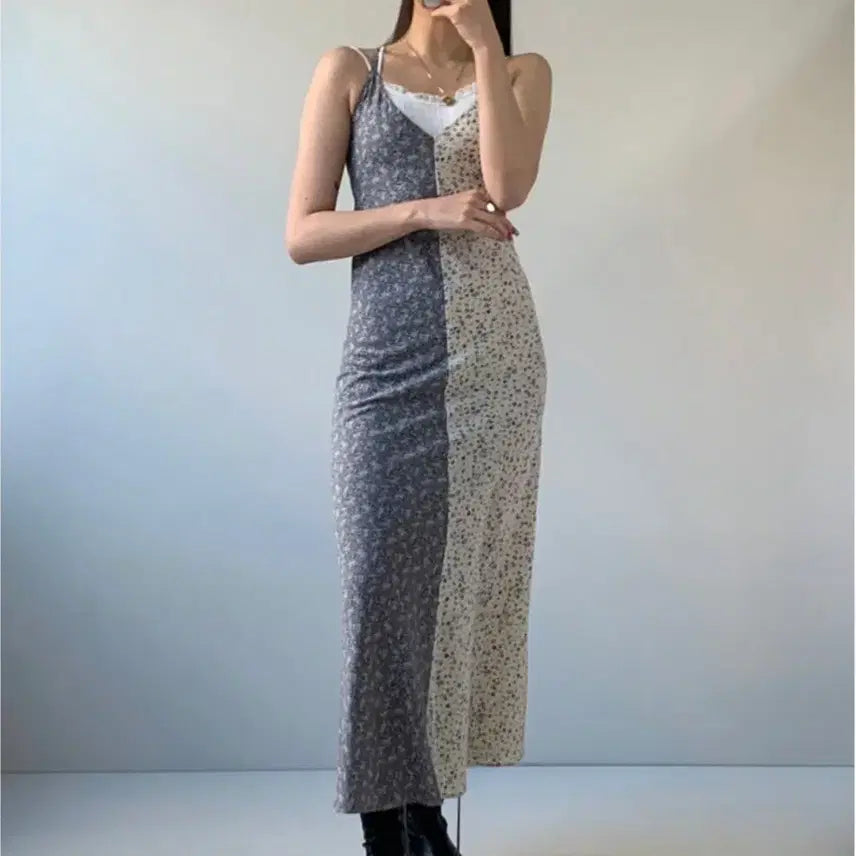 [BUNJANG] LULU'S SEOUL Milkshake Half Mix Dress / 루루서울 밀크쉐이크 하프 믹스 원피스