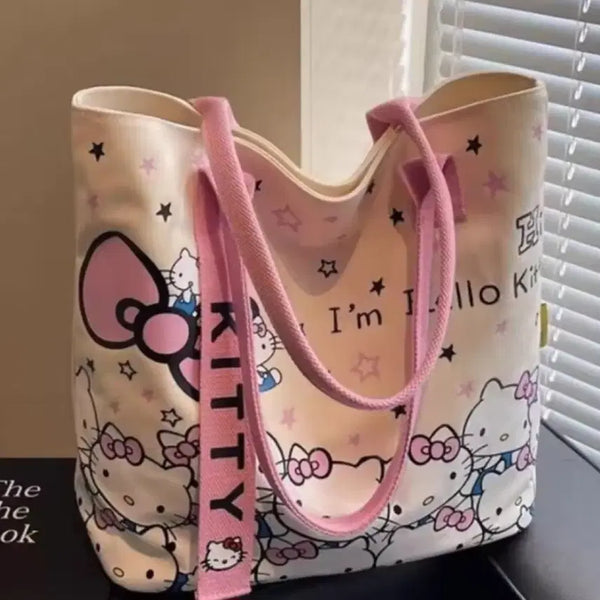 [BUNJANG] Hello Kitty Pink Canvas Tote Bag Eco Bag / 헬로키티 토트백 캔버스 에코백 핑크  새상품