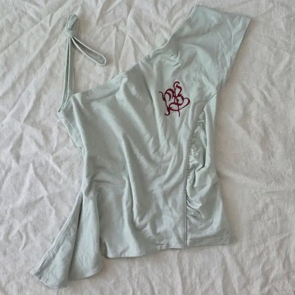 [BUNJANG] Baddie One Shoulder Drape Sleeveless Top / 배디 One Shoulder Drape Sleeveless