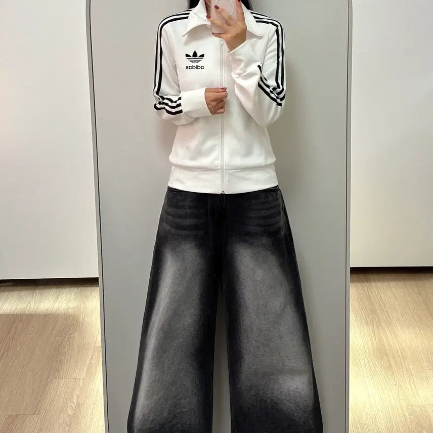 [BUNJANG] Adidas Firebird Europa Track Top Jersey White/Black Size S / 아디다스 파이어버드 유로파 흰검 트랙탑 져지