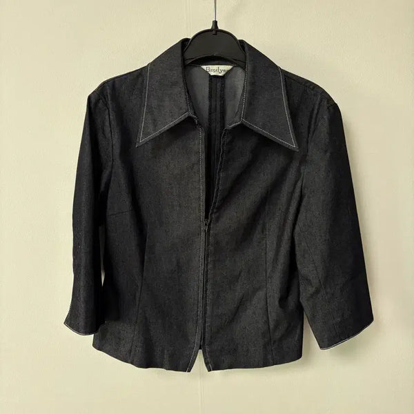 [BUNJANG] Vintage Women's 7/10 Sleeve Denim Jacket / 빈티지 7부 여성 데님 자켓