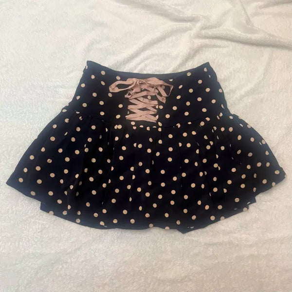 [BUNJANG] Dot Pattern Culottes Skirt - Japanese Vintage Y2K Mori Girl Gyaru Himekaji Goth Lolita / 도트 큐롯 고전 스카팡 일본빈티지 y2k 모리걸 갸루 히메카지 고스로리