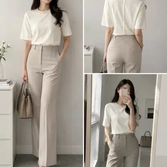 [BUNJANG] System Women's Short Sleeve T-Shirt Ivory / (드라이완료)시스템 여성 반팔 티셔츠 아이보리 90