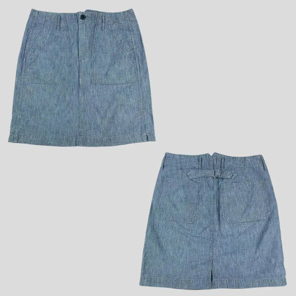 [BUNJANG] DANTON Chambray Fatigue Pocket Cinched Back Skirt / DANTON 단톤 JP 연청워싱 퍼티그포켓 신치백 아메카지 샴브레이 스커