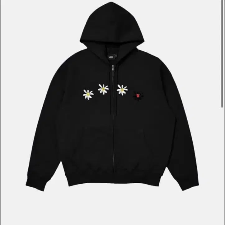 [BUNJANG] Labros Daisy Zip-Up Hoodie Black M / 라브로스 데이지 후드집업 블랙 M