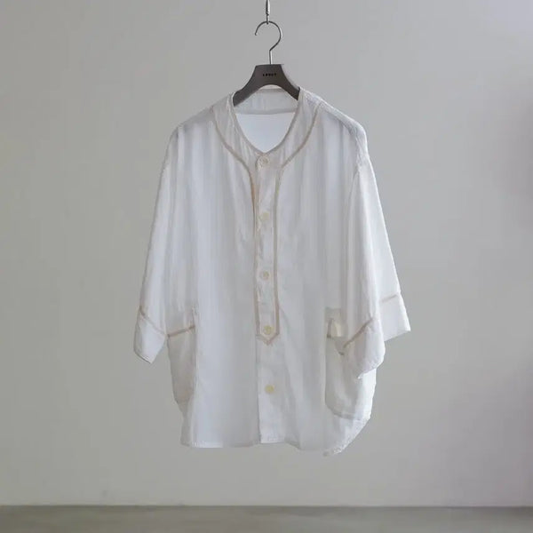 [BUNJANG] Porter Classic Gold Gauze Baseball Shirt White XL / 포터클래식 수빈 골드 거즈 베이스볼 셔츠 화이트 XL사이즈