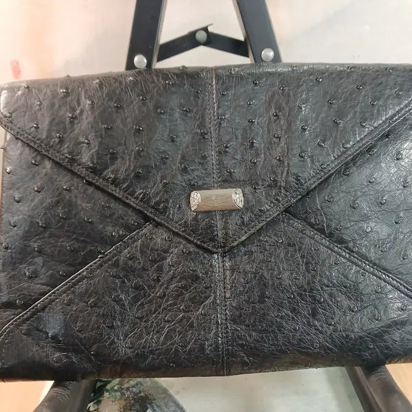 [BUNJANG] Ostrich Leather Black Shoulder Bag / 가방 타조 가죽 블랙